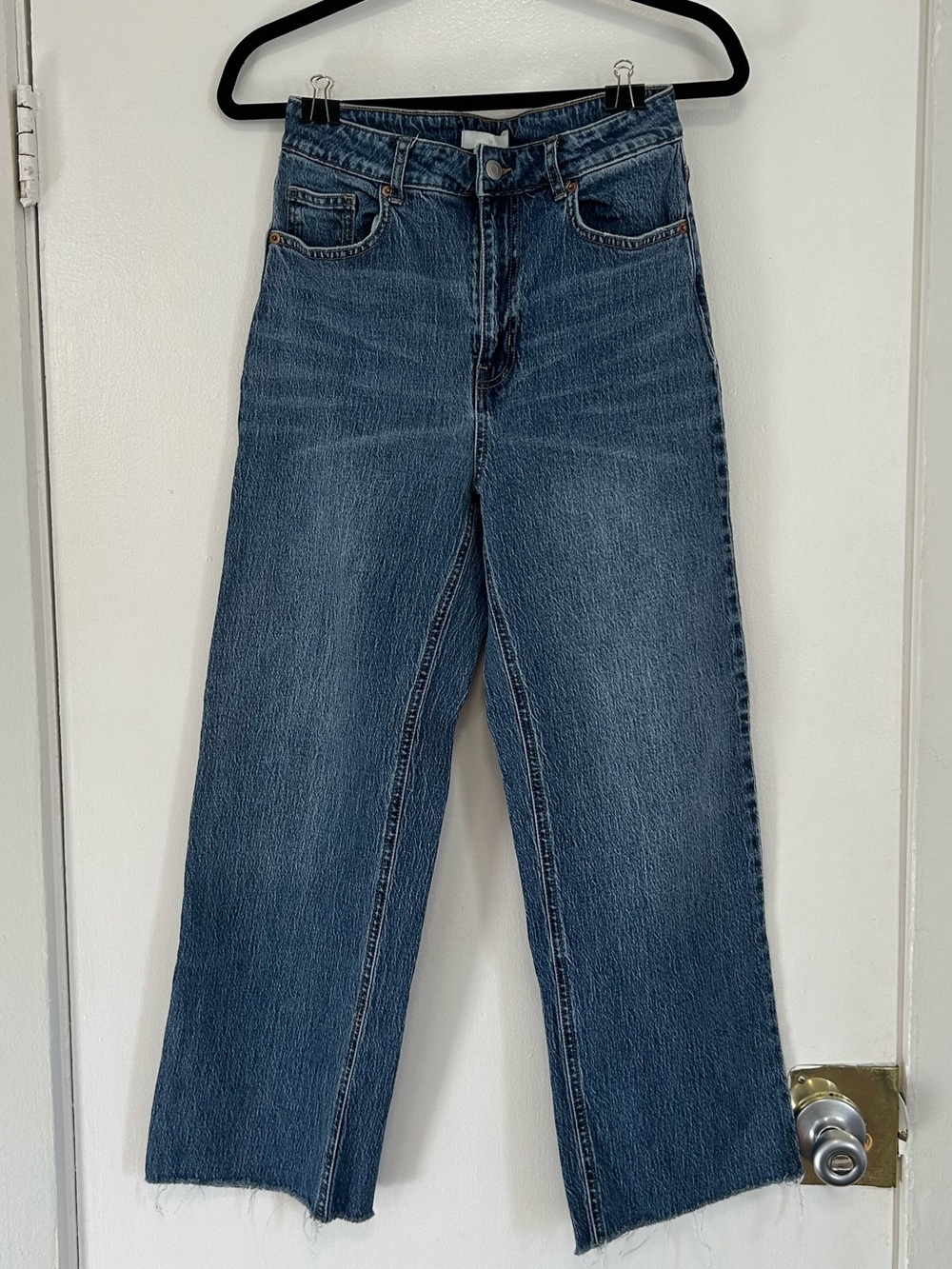 H&M Women's High-Rise Wide-Leg Jeans - Blue Denim